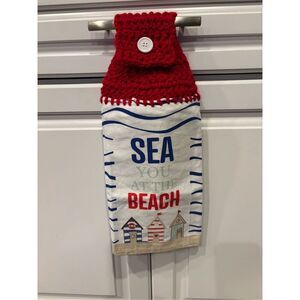 Crochet Top Kitchen Towel- Sea you at the beach